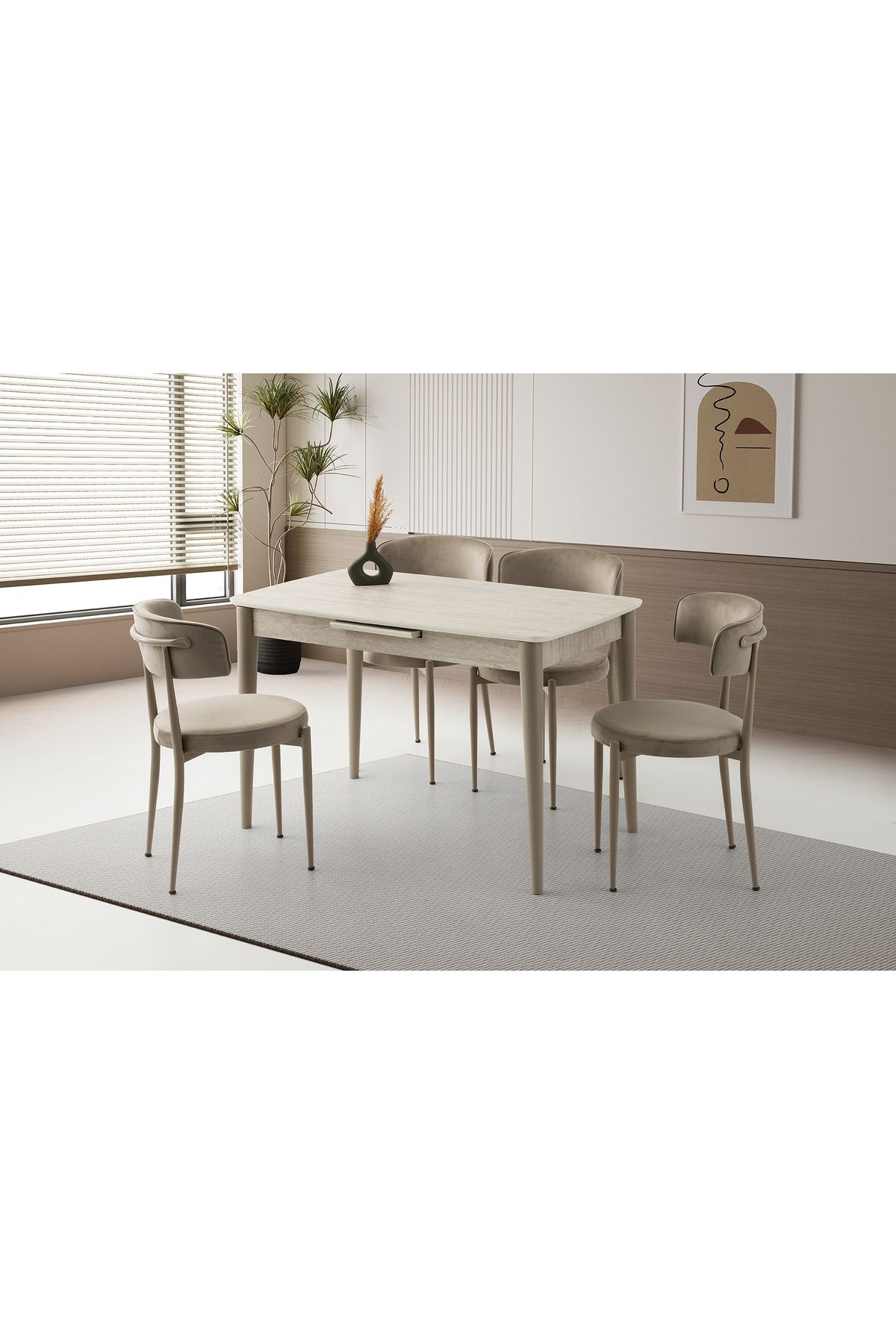 Levent Mobilya Aksesuar MADRİD MASA, ARMONİ SANDALYE, SİDON, 120x70