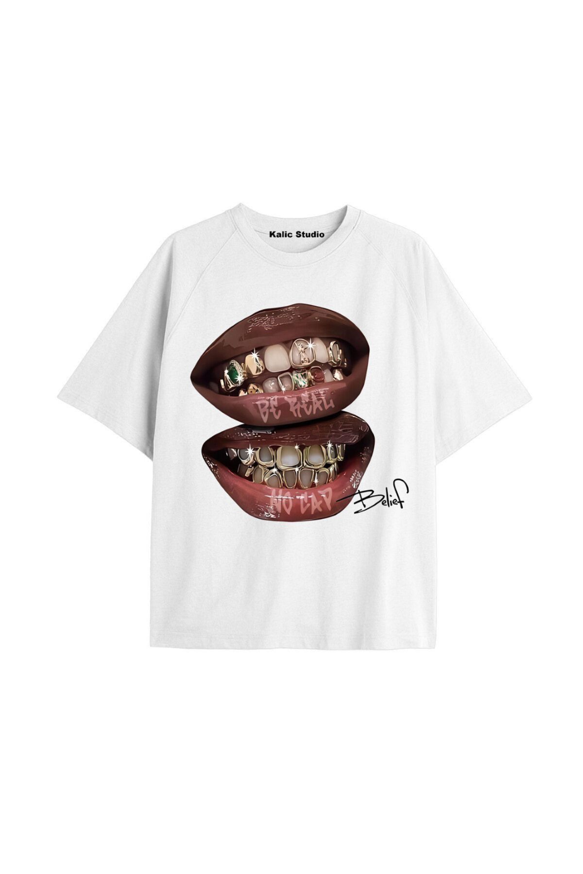 LUNAVISTA Kalec Studio Grillz Diş Baskılı Tişört