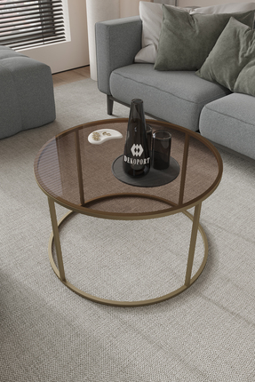 Dekoport Royal Orta Sehpa 75 cm Temperli Kırılmaz Cam