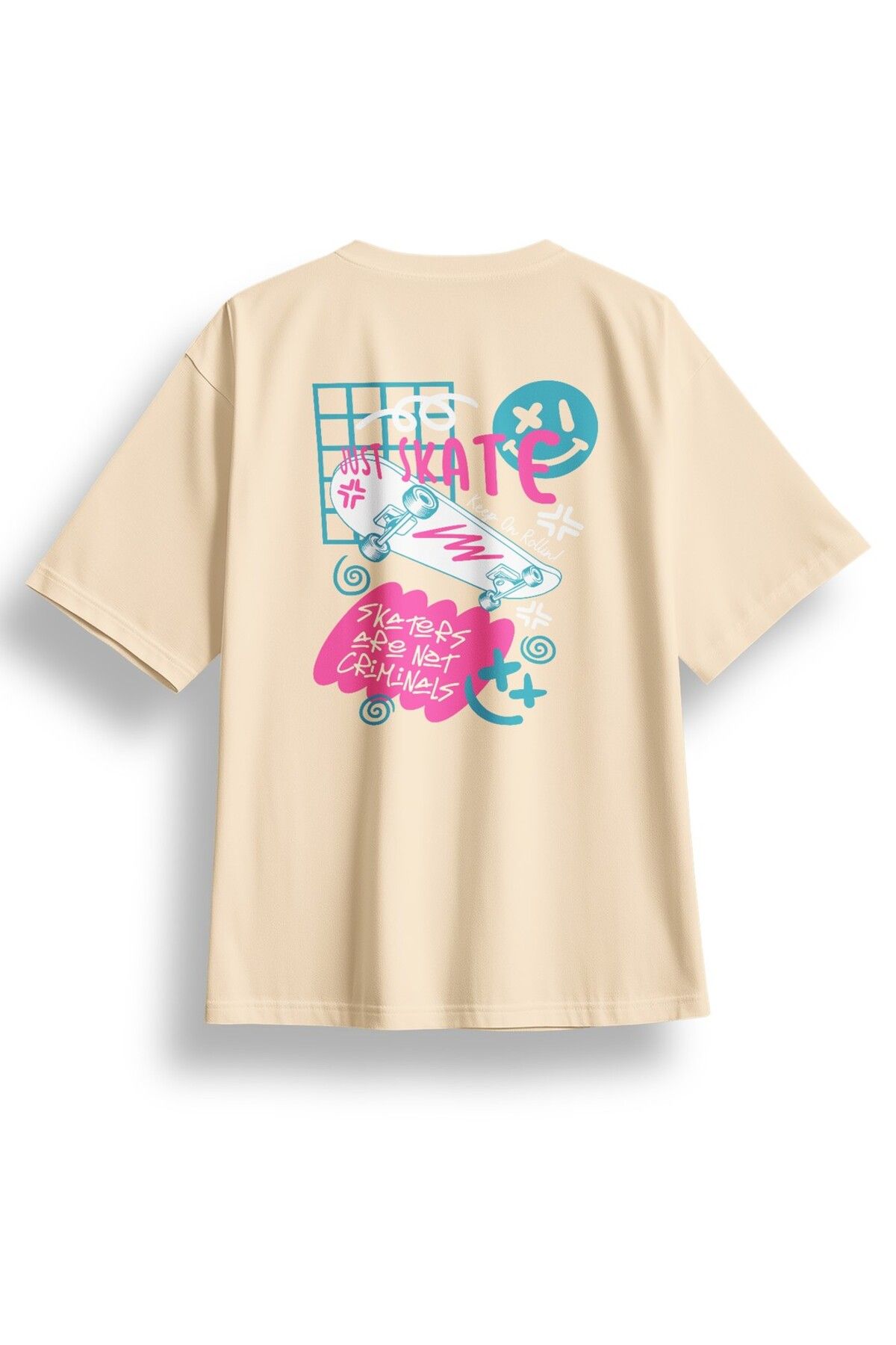 LUMARTA Oversize Just Skate Baskılı Tshirt