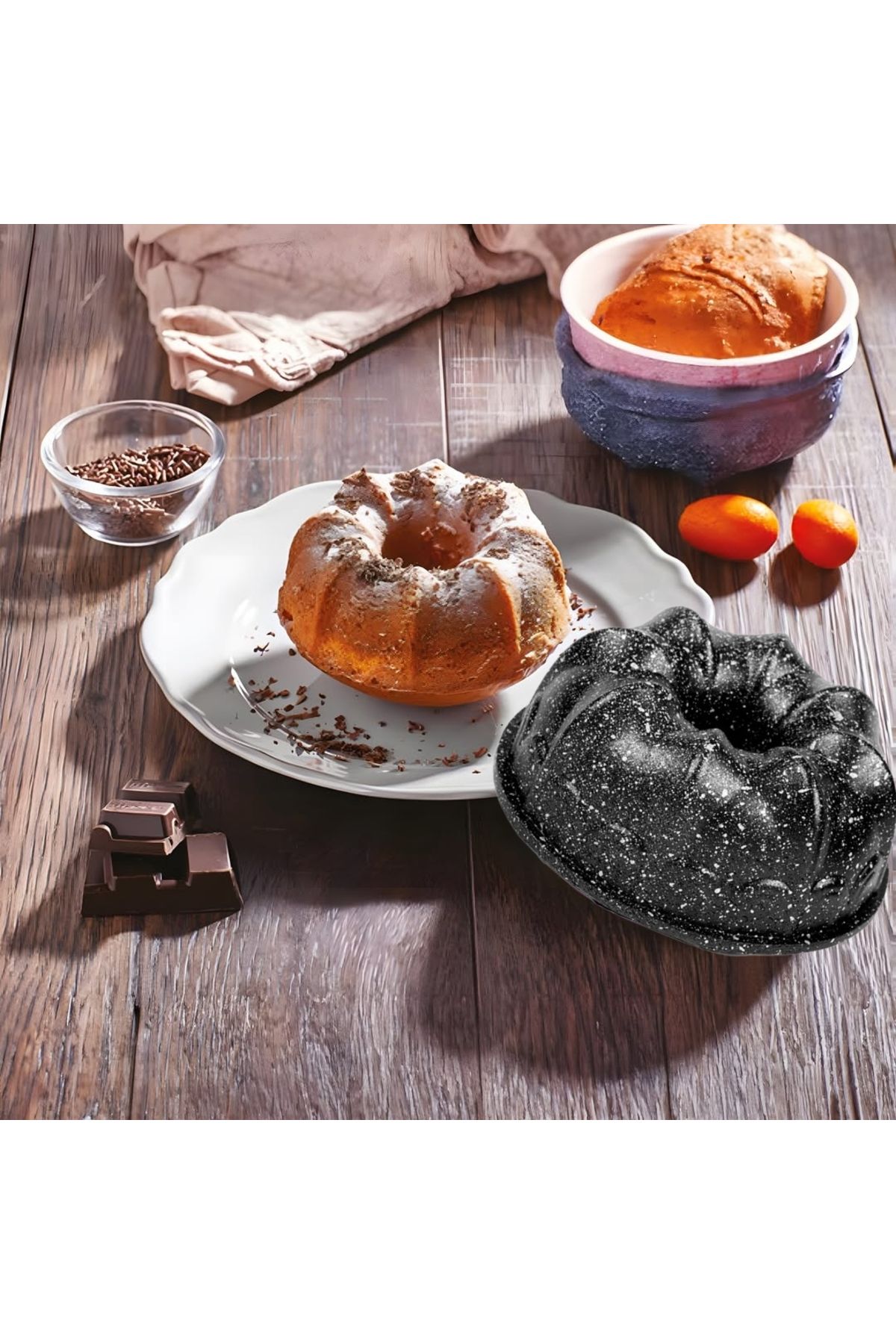ELDİPA Granit Efektli Döküm Mini Taç Kek Kalıbı (11 cm) – Yapışmaz Yüzey, Pratik ve Şık Sunum