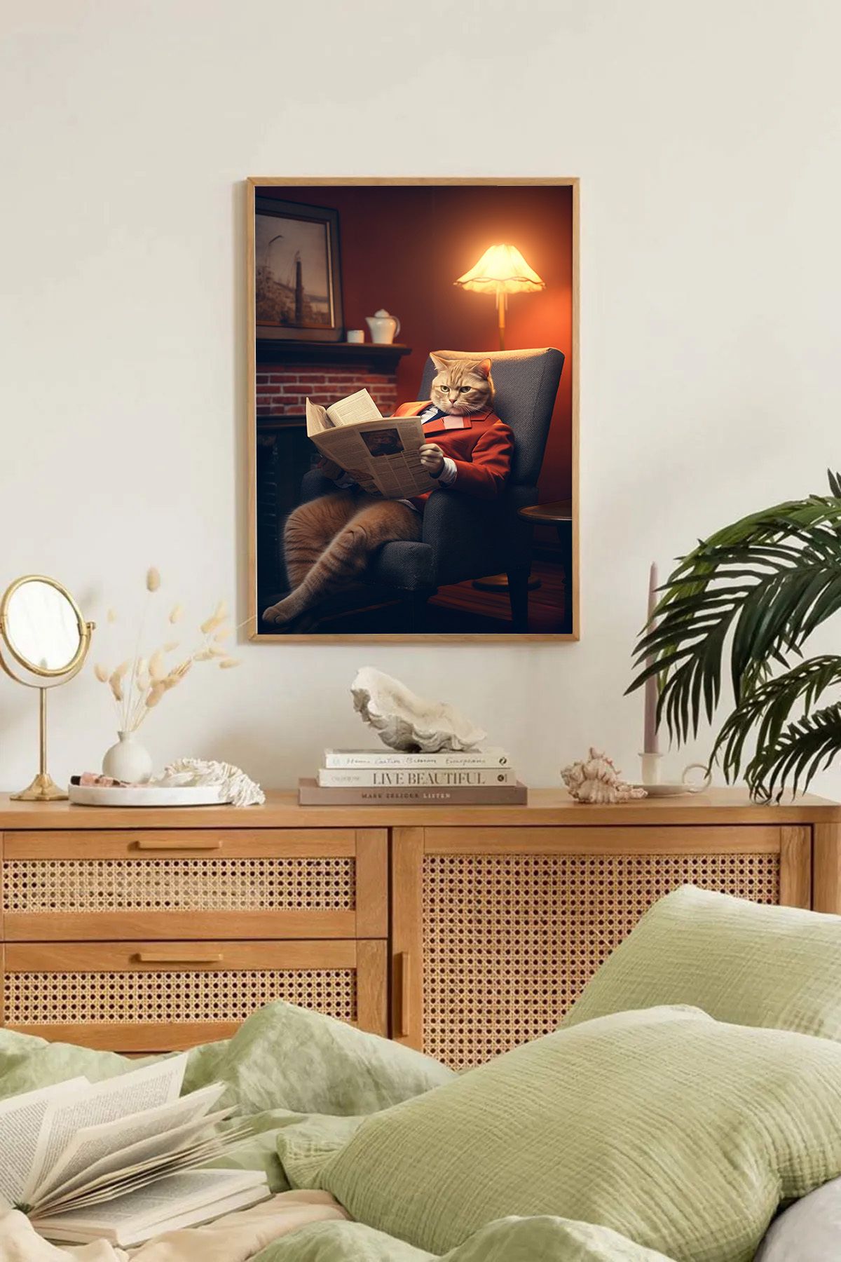 Dekorsiahome Tek Parça Ahşap Çerçeveli Oturma Odası Salon Mutfak Tablo TK0232
