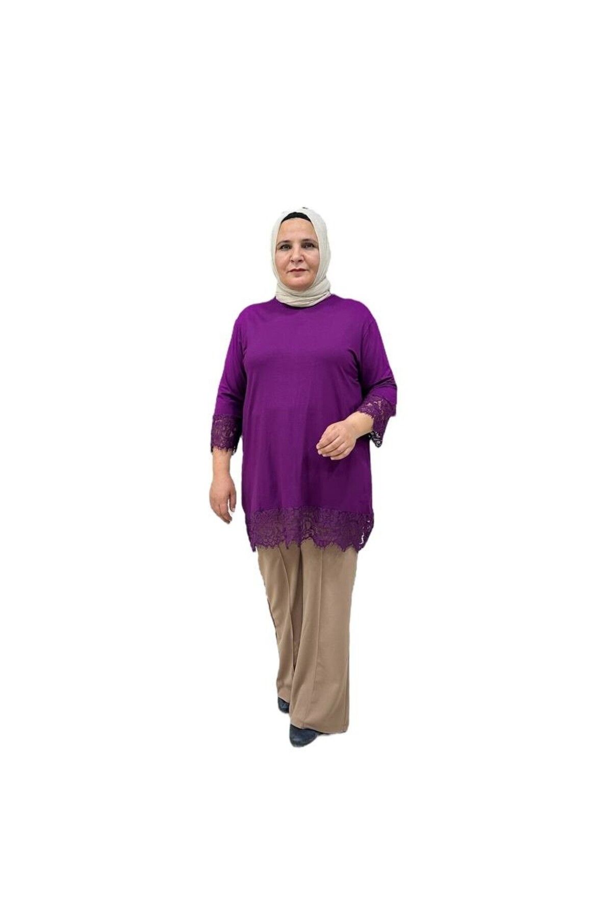 Sevda Kılınç Büyük Beden Dantelli Tunik