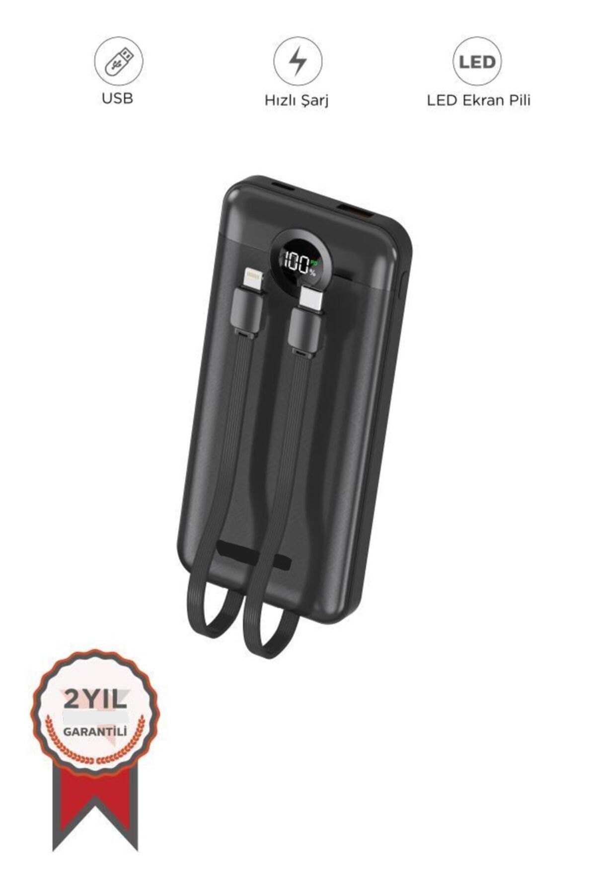 Ahanda Buldum AhandaBuldum Siyah 10000mAh 2 Çıkışlı Taşınabilir Hızlı Şarj Dijital Göstergeli Powerbank