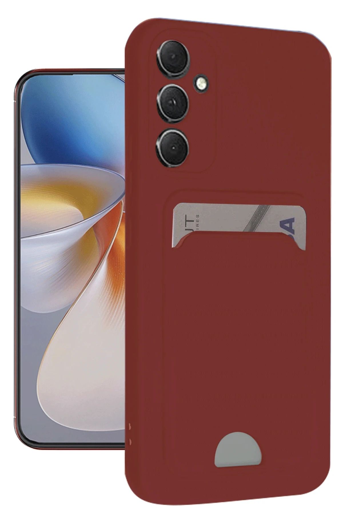 NewFace Samsung Galaxy A16 5G Kılıf Kelvin Kartvizitli Silikon - Bordo JOJUA