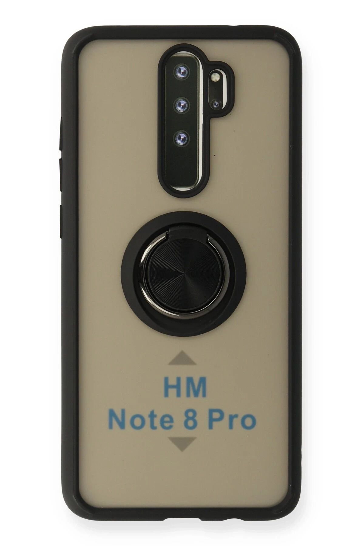 NewFace Xiaomi Redmi Note 8 Pro Kılıf Montreal Yüzüklü Silikon Kapak - Siyah GLSTD