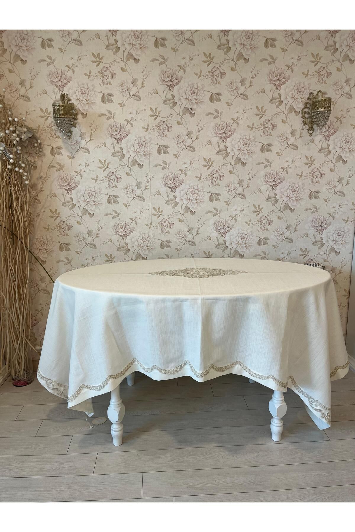 Daimon Home 160 x 240 cm Fransız Güpürlü Dertsiz Kumaş Masa Örtüsü