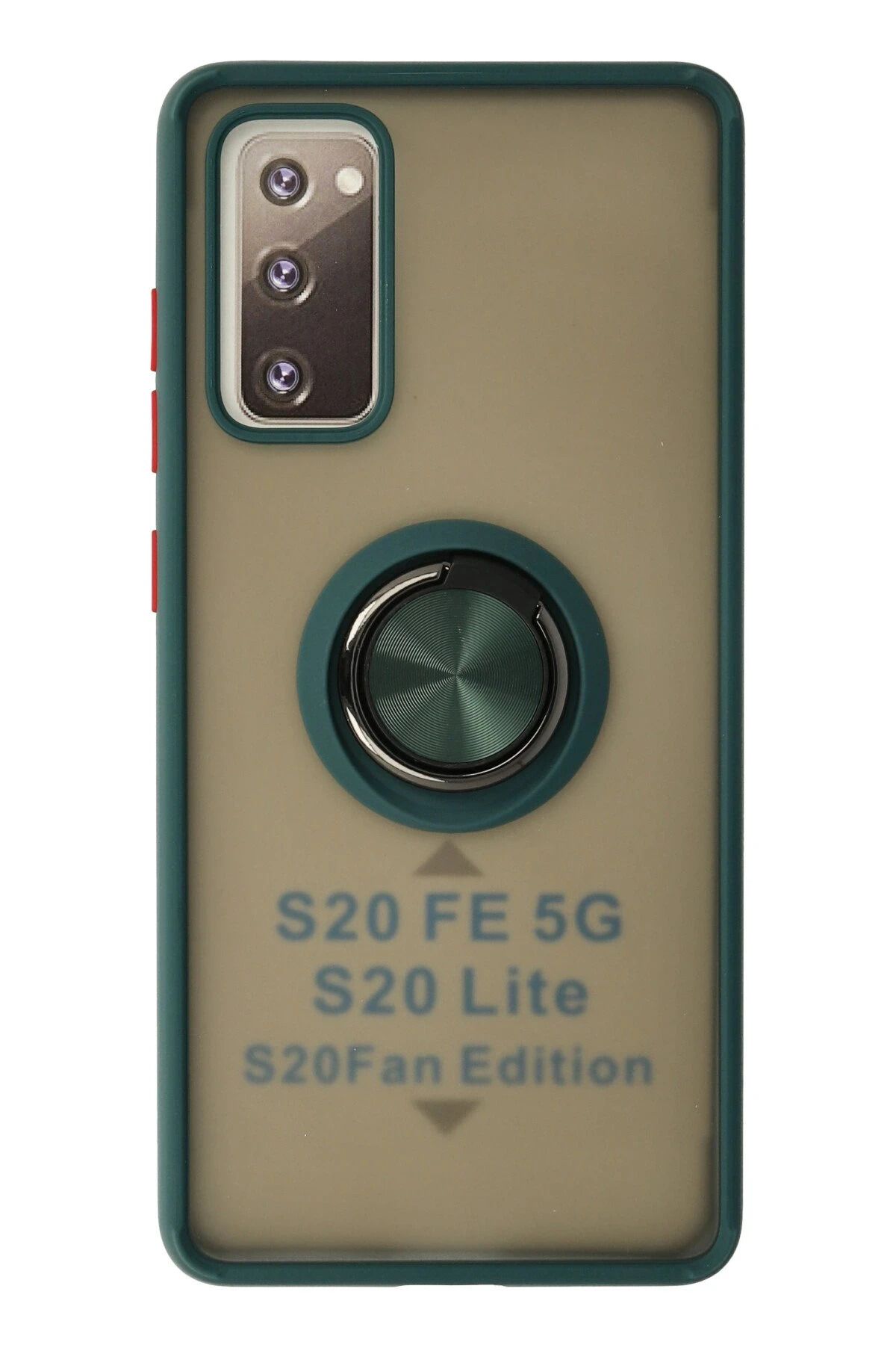 NewFace Samsung Galaxy S20 FE Kılıf Montreal Yüzüklü Silikon Kapak - Yeşil LZWDR