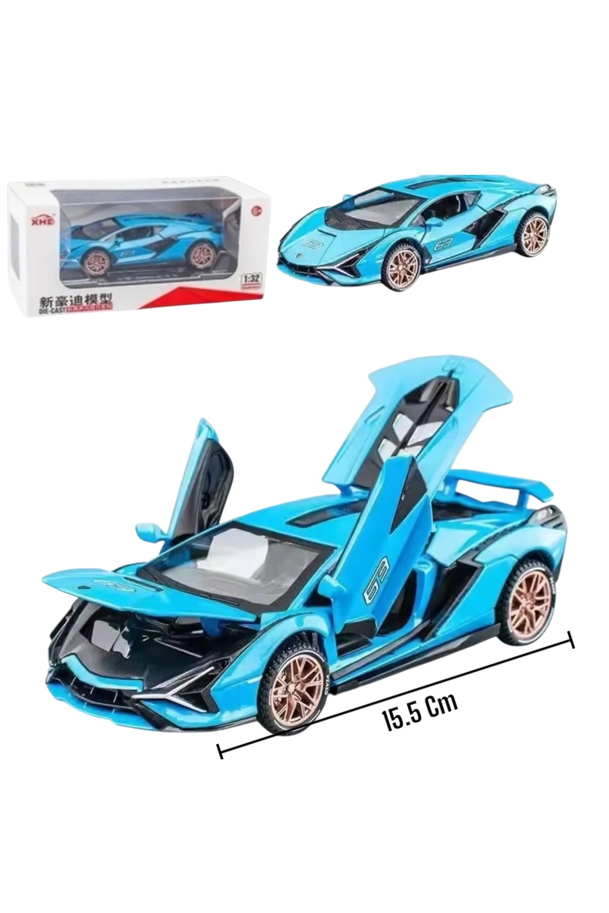 ミニカー 4台セット 青 緑 黒 銀 Lamborghini Sian Komple Metal Model Araba Diecast Işıklı Sesli Tüm