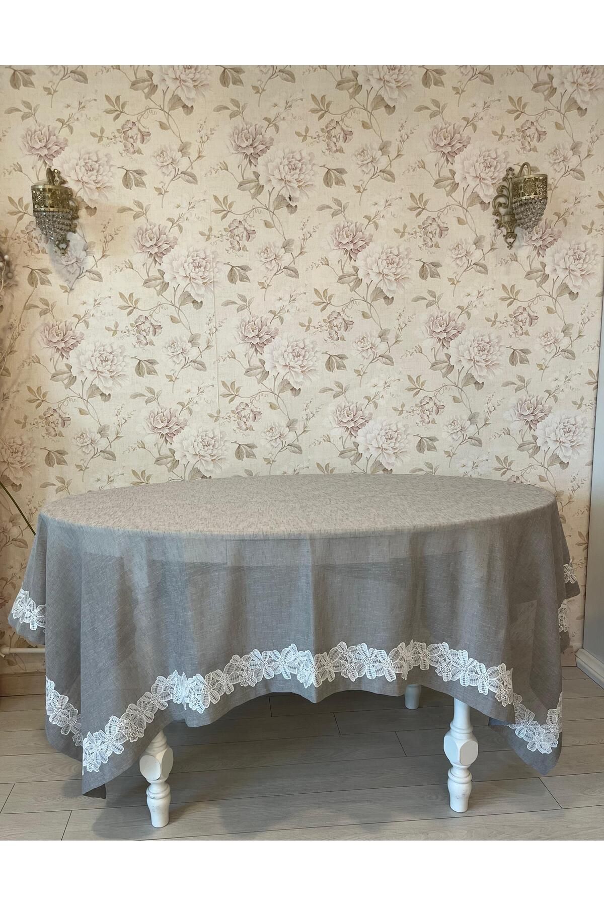 Daimon Home Florance Model Fransız Güpürlü Dertsiz Kumaş Masa Örtüsü