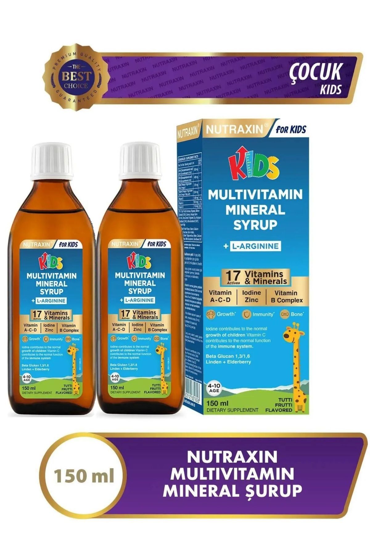 Nutraxin Kids Multivitamin Mineral Şurup 150 ml 2'li