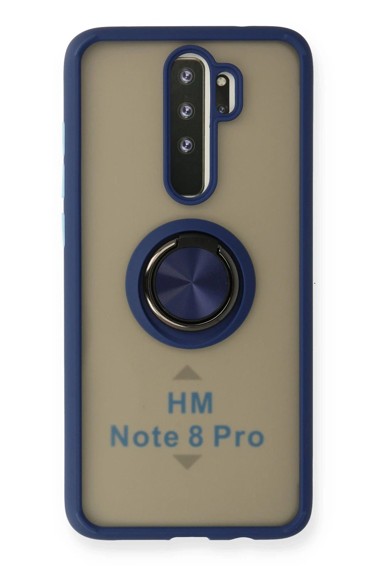 NewFace Xiaomi Redmi Note 8 Pro Kılıf Montreal Yüzüklü Silikon Kapak - Lacivert NRMSA
