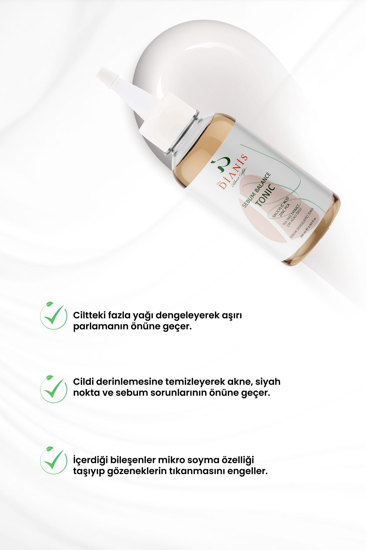 تونر تونیک نقطه محکم کردن ویژگی تعادل سبوم SEBUM TONIC 200 میل The Dianis