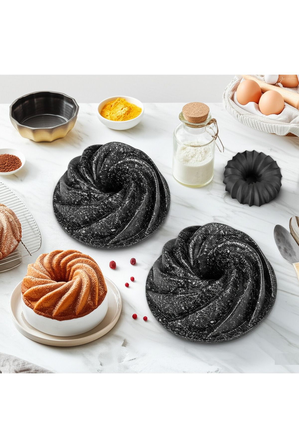 ELDİPA Granit Efektli Döküm 2'li Mini Rüzgar Gülü Kek Kalıbı (11 cm)