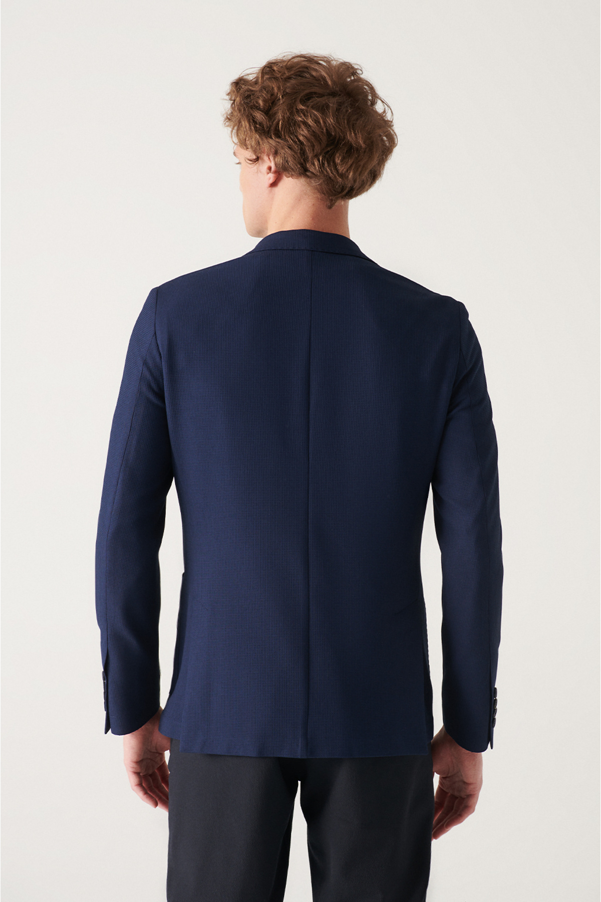 Avva-Marineblaue Dobby-Stretchjacke für Herren A22y4021 4