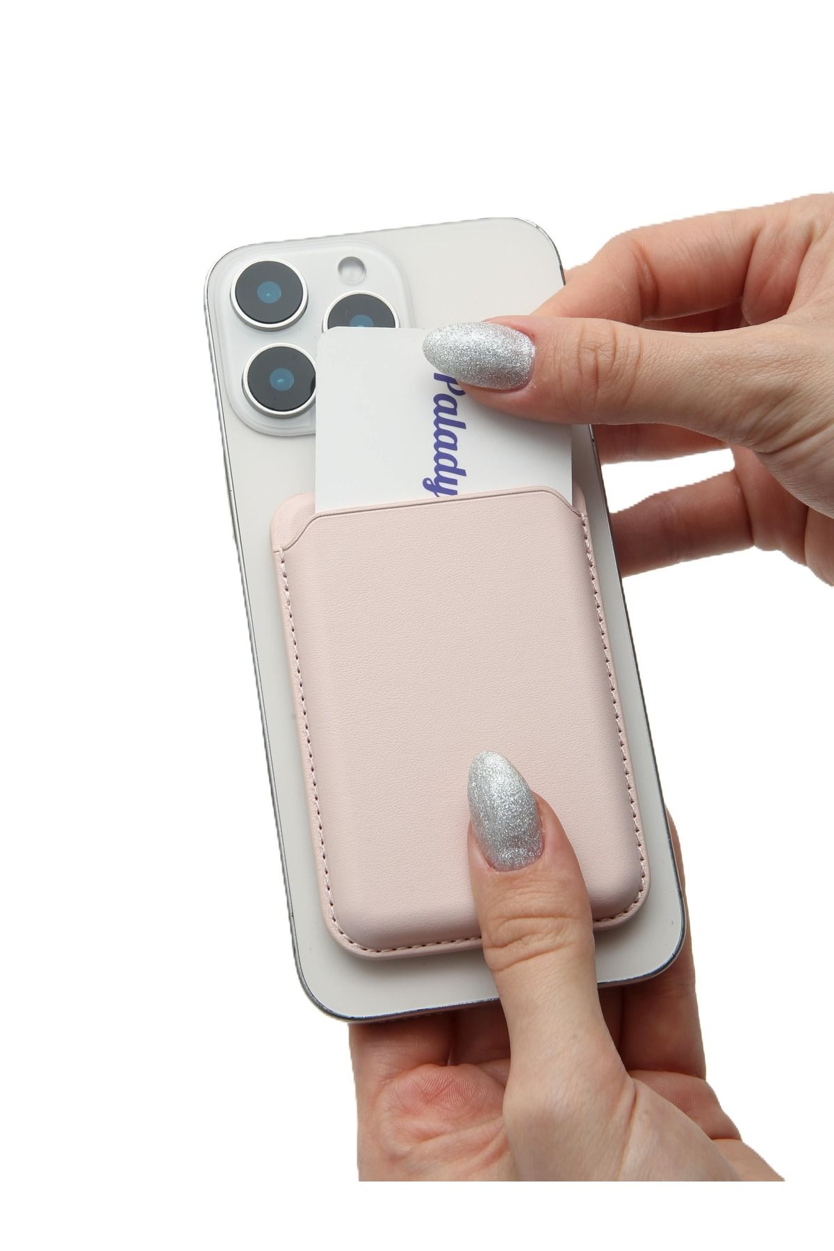 Paladyum Case MagSafe Özellikli Açık Pembe Standlı Manyetik Kartlık Cüzdan