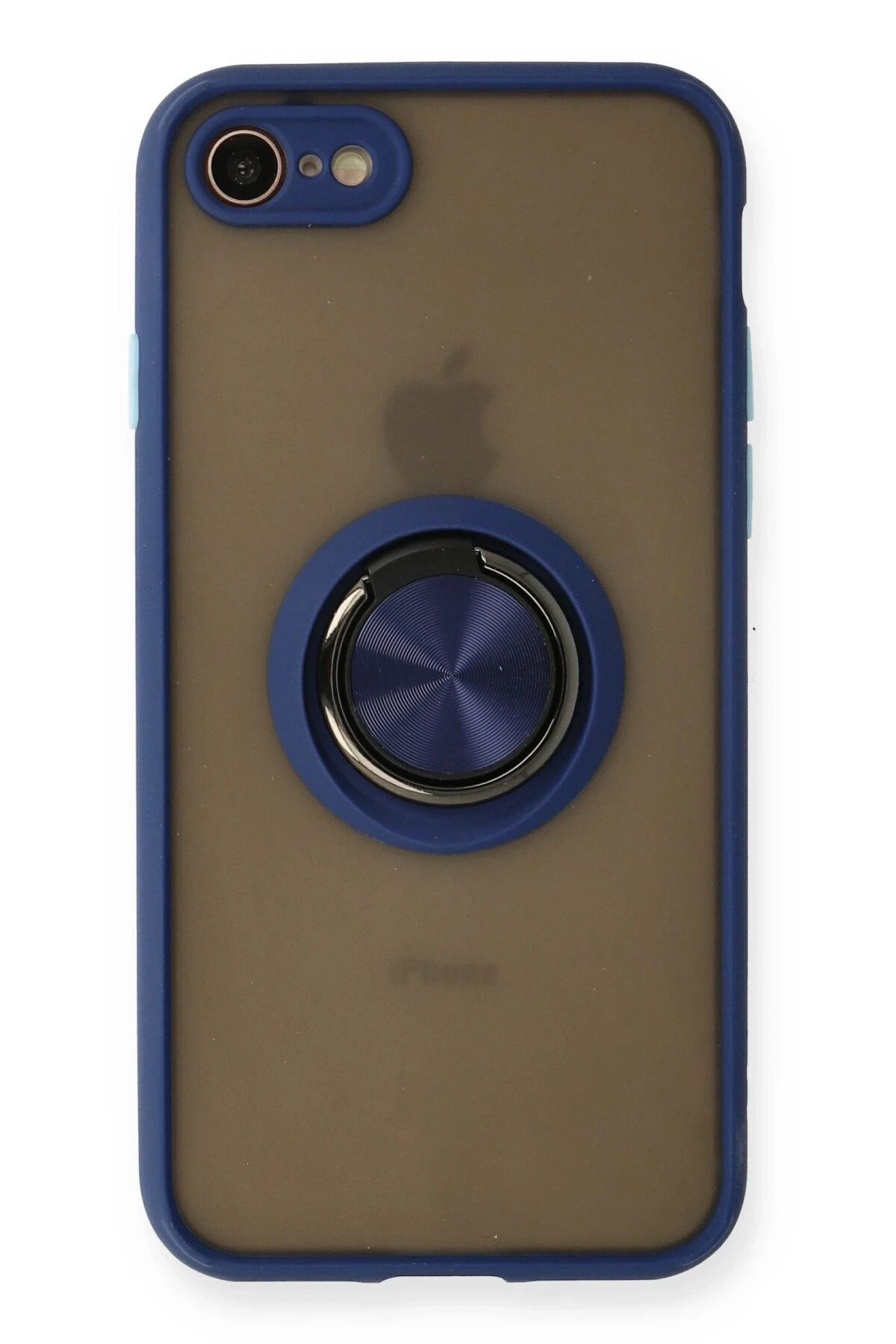 NewFace iPhone 7 Kılıf Montreal Yüzüklü Silikon Kapak - Lacivert NRMSA