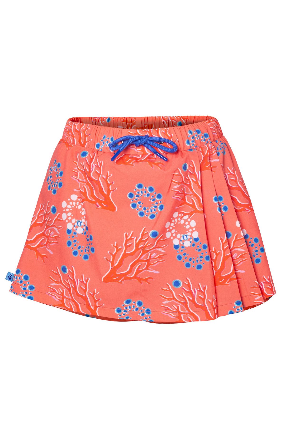 ANEMOSS Mercan Kadın Şort Etek – Lastikli Bel, Bağcıklı, Pembe Desenli Yazlık Skort