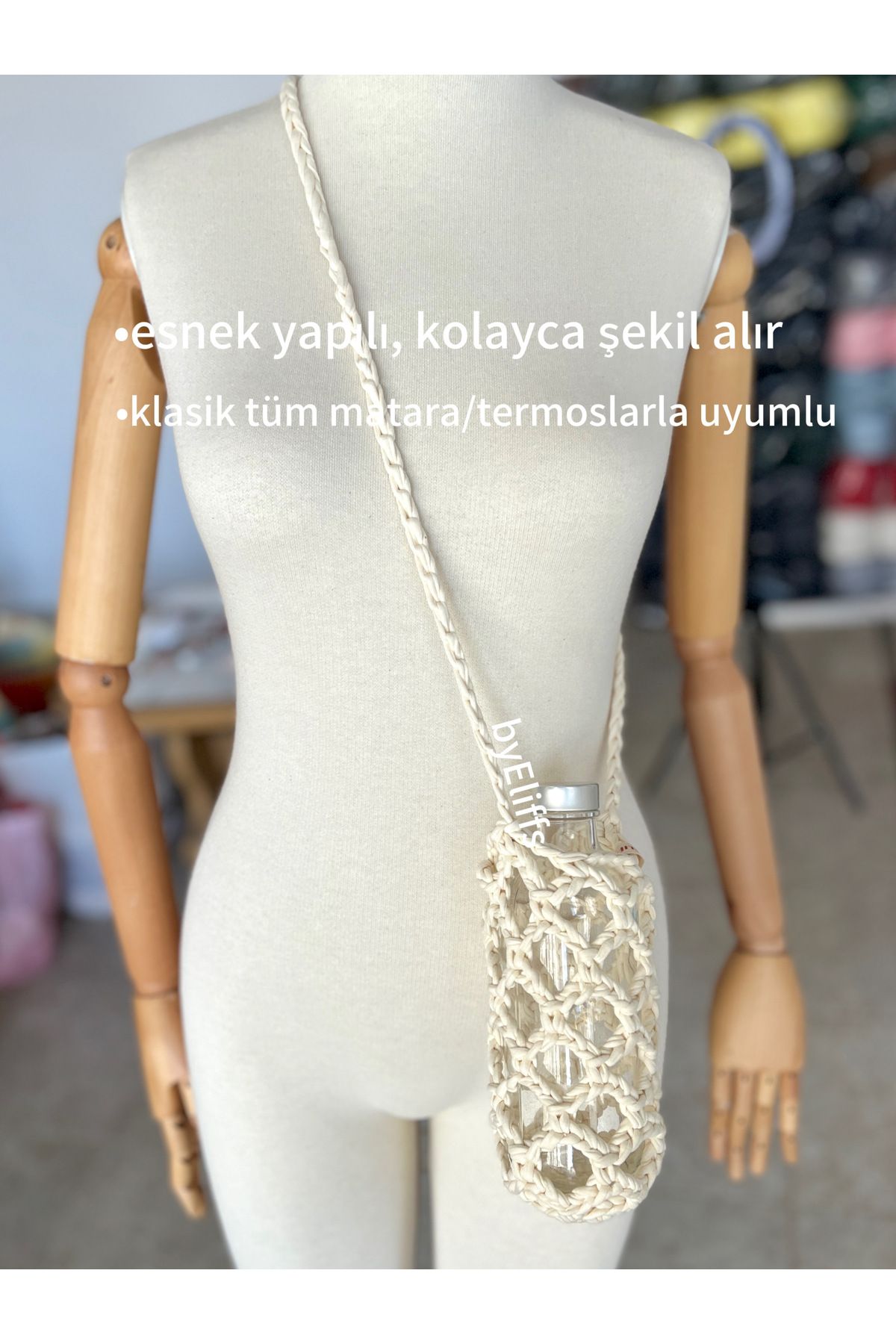 byEliffs Tasarım El Örgüsü Matara Termos Çantası