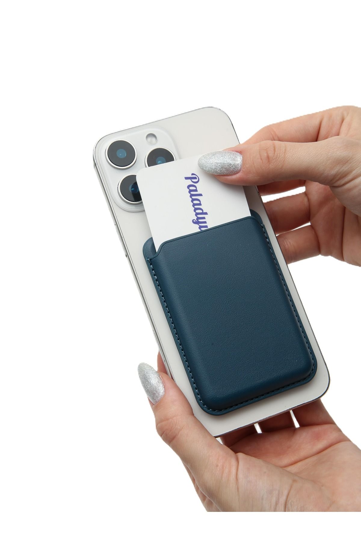 Paladyum Case MagSafe Özellikli Lacivert Standlı Manyetik Kartlık Cüzdan