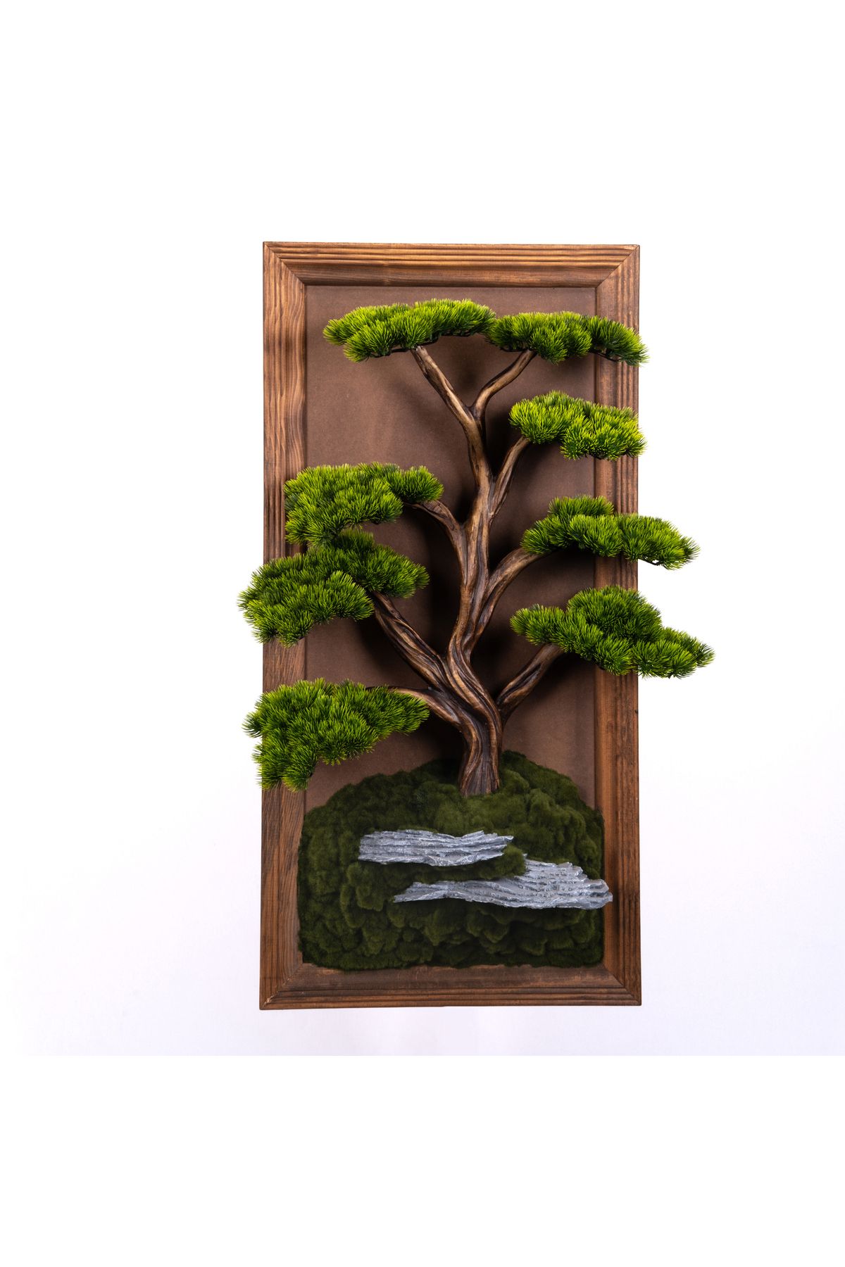 Omnia Concept Bonsai Tableau Magnus-3 - Masif Ahşap Çerçeveli 3 Boyutlu Yapay Ağaç Tablosu 50x100 cm