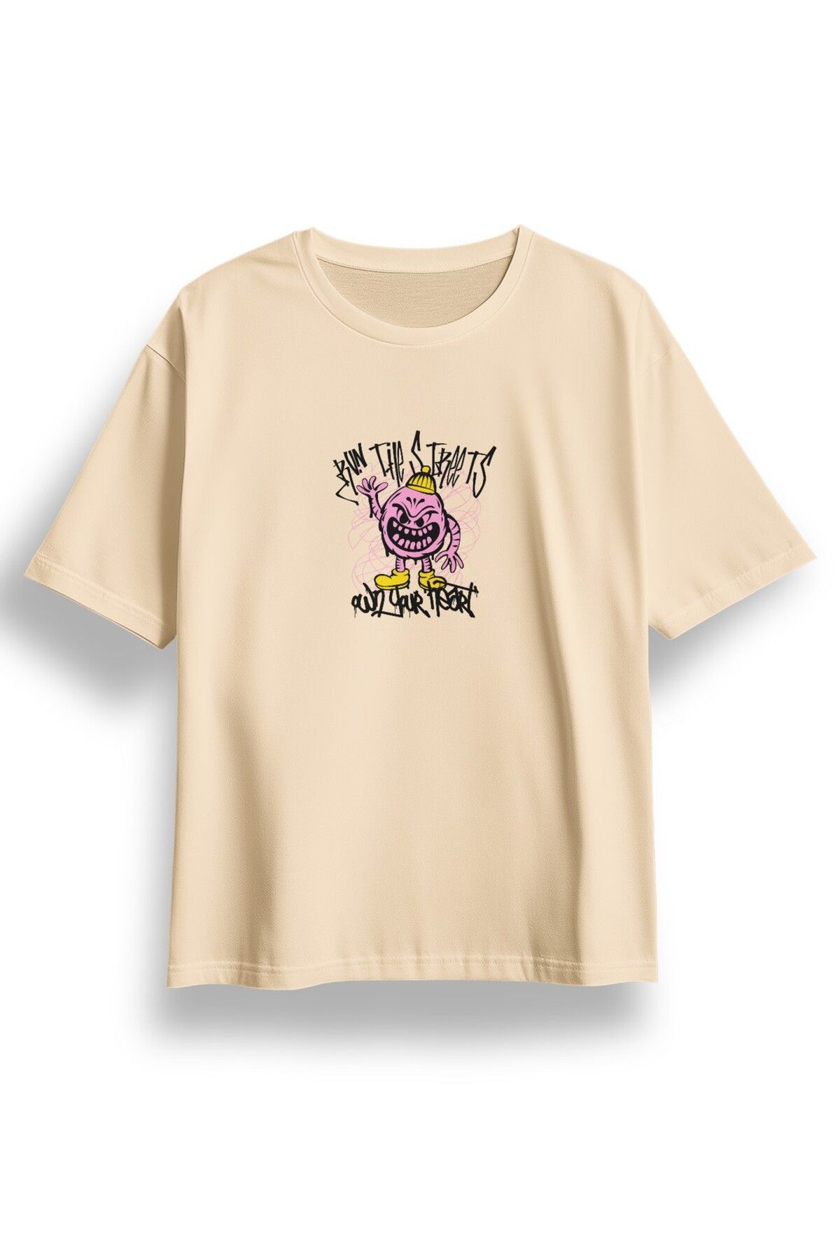 LUMARTA Oversize Run The Streets Baskılı Tshirt