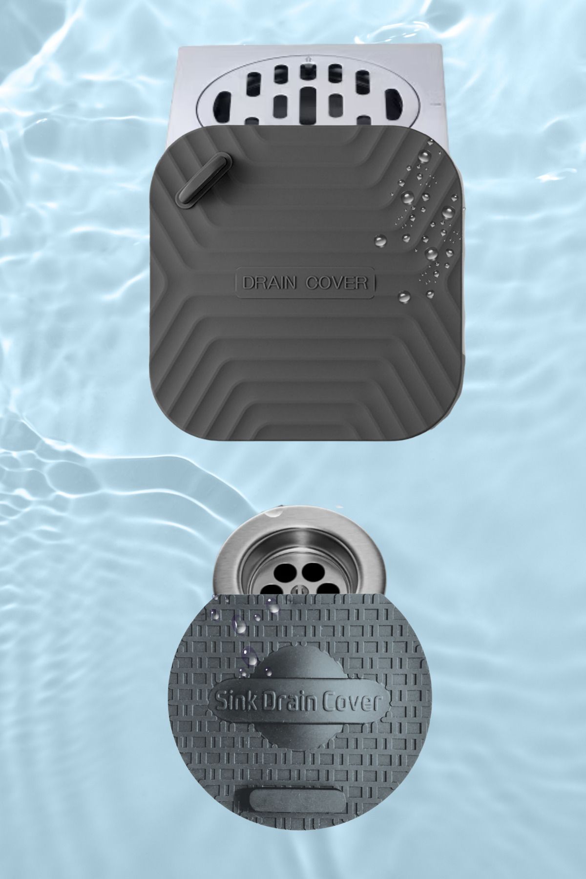 omilife Siyah Kare Koku Önleyici Gider Kapağı ve Siyah Silikon Lavabo Gider Koruyucu Hijyenik Şık ve Pratik