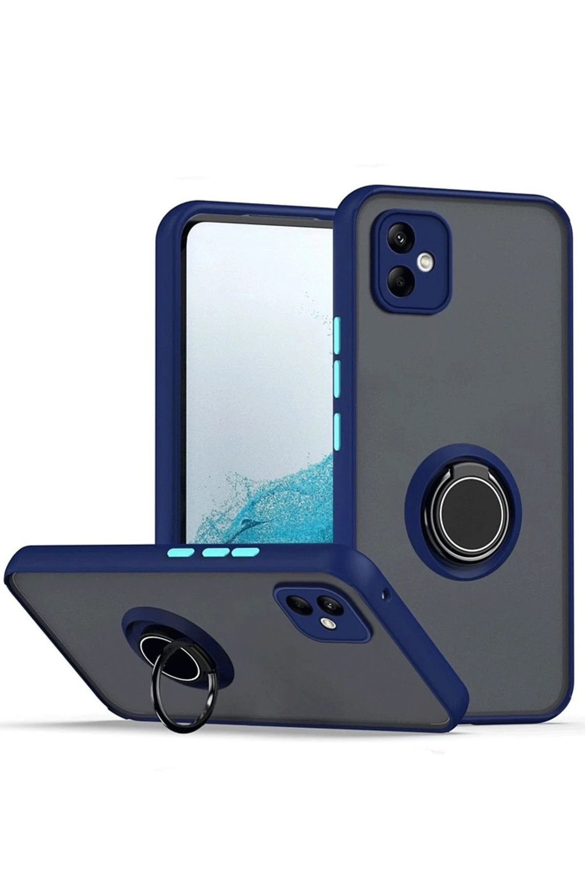 NewFace Samsung Galaxy A06 Kılıf Montreal Yüzüklü Silikon Kapak - Lacivert NRMSA