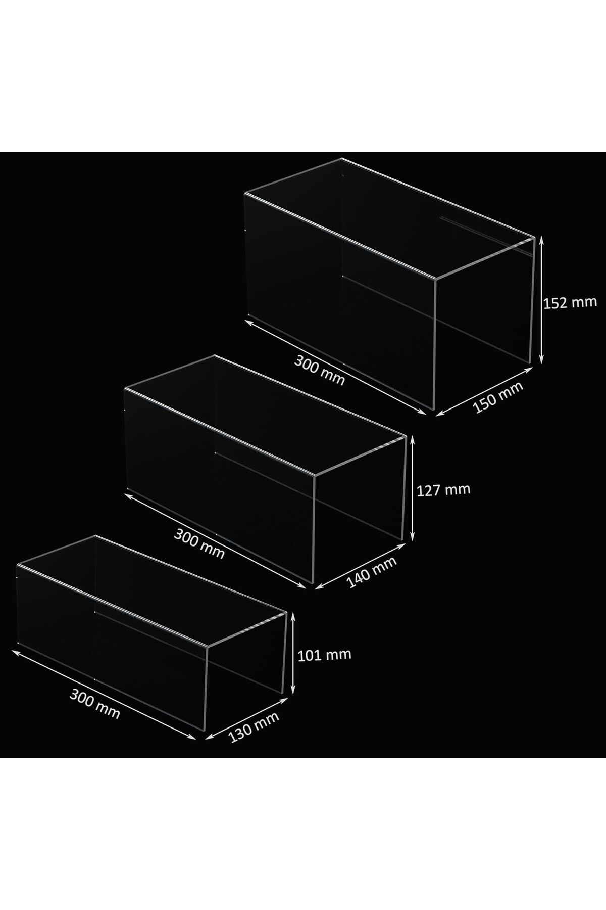 Generic-رفوف عرض شفافة، 3 قطع، منظم تخزين عرض مستطيل الشكل من الأكريليك على سطح الطاولة 3