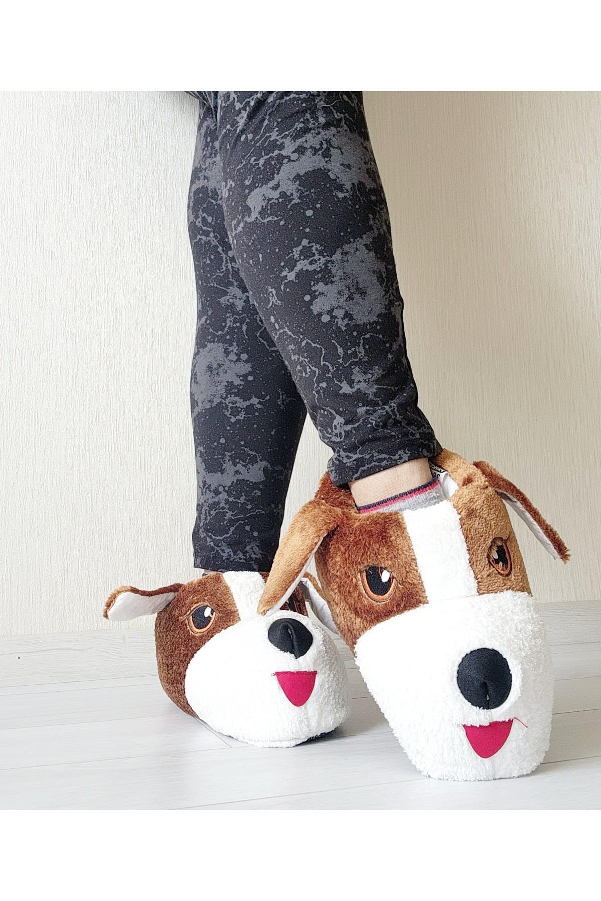 AkınalBella Köpek Figürlü Yumuşacık Kışlık Ev Pandufu görsel 3