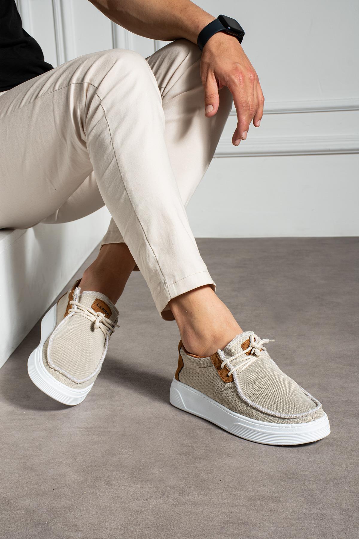 L.A Polo Bej Triko Erkek Loafer görsel 3