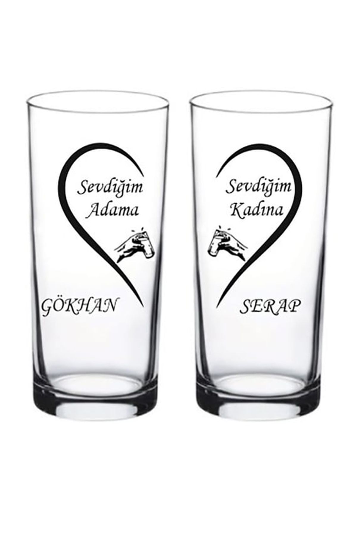 Cups Art Çiftlere Özel İsim Baskılı 2'li Rakı Bardağı