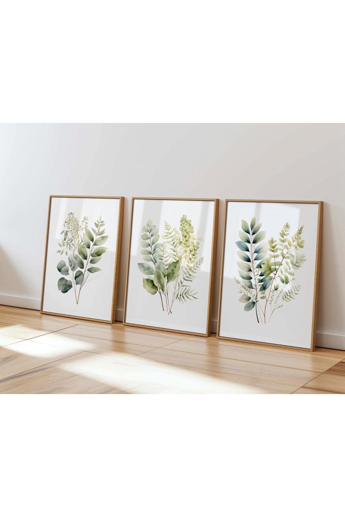 Dekorsiahome 3 Parça Ahşap Çerçeveli Oturma Odası Salon Mutfak Tablo Seti SET3076