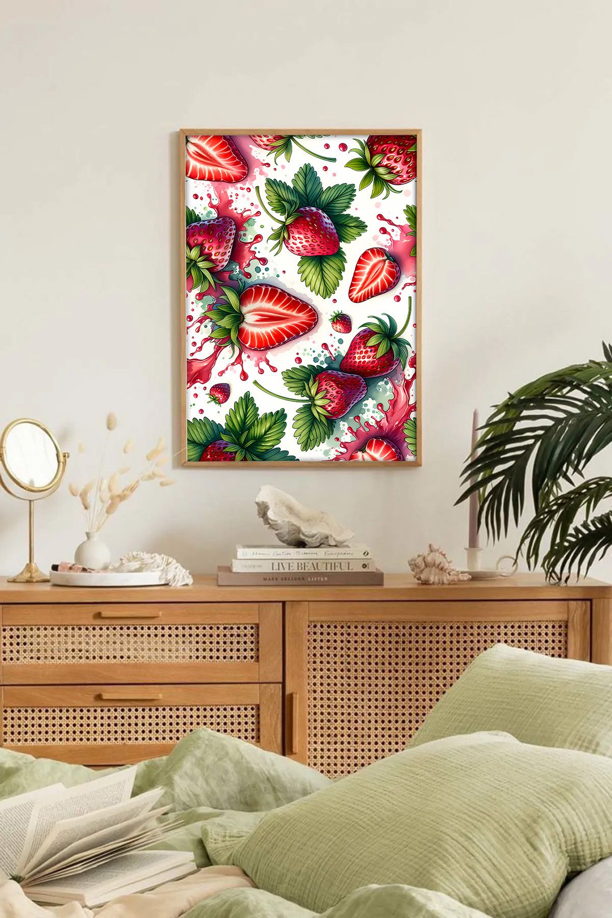 Dekorsiahome Tek Parça Ahşap Çerçeveli Oturma Odası Salon Mutfak Tablo TK0264
