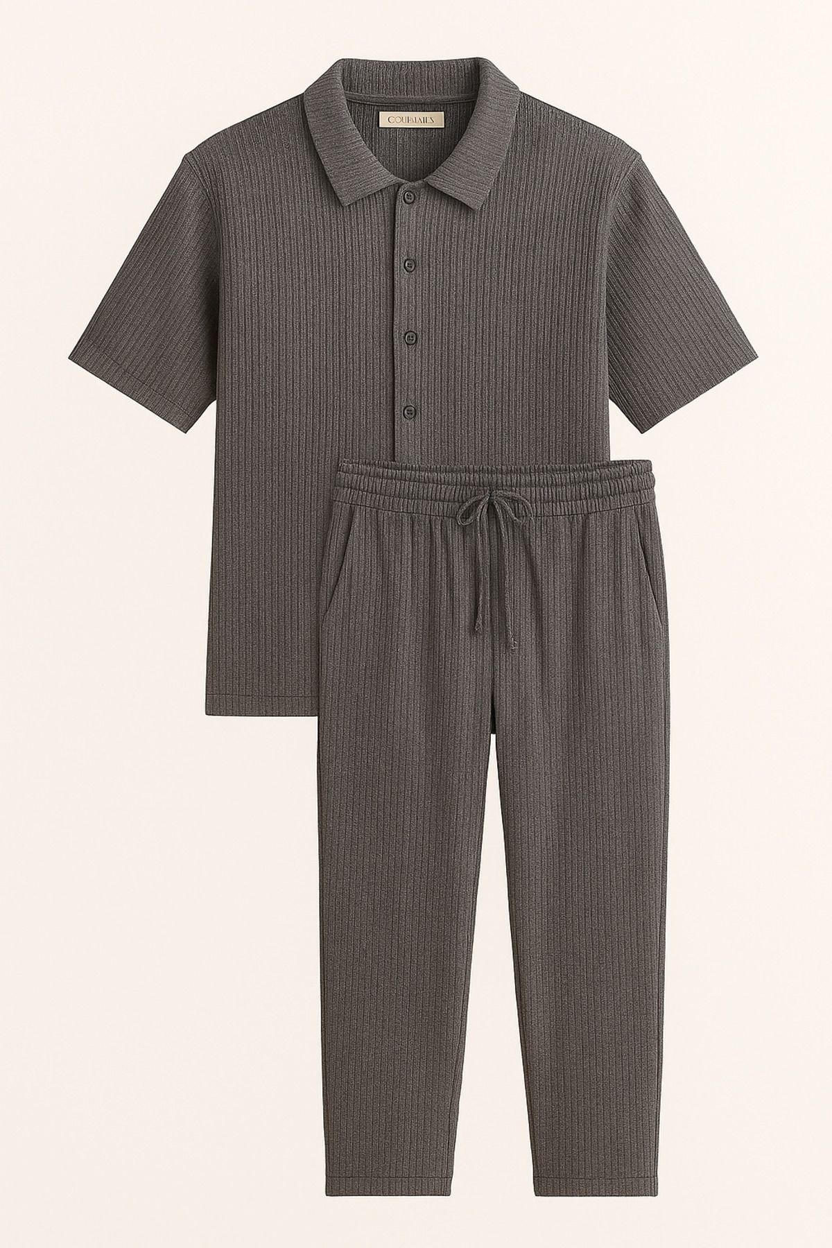 Redmont Atelier Erkek Polo Yaka Ribana Takım – Koyu Füme | Casual Şıklık & Günlük Konfor