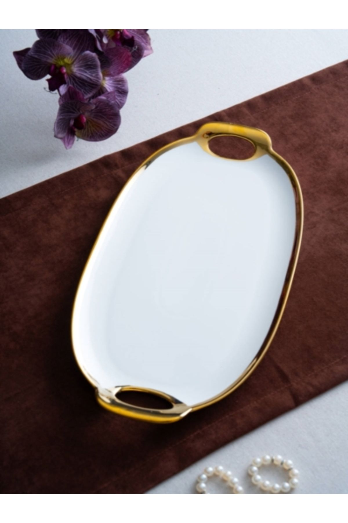 ACAR Arwen Oval Gold Sunum Tepsi 46x23x3cm