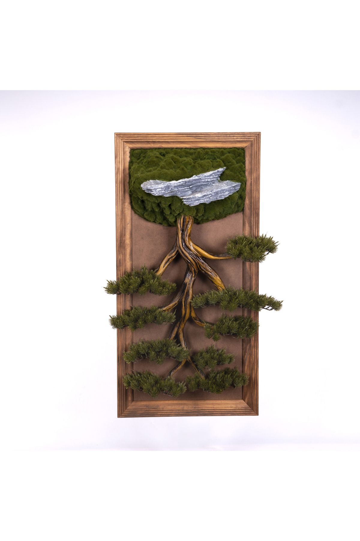 Omnia Concept Bonsai Tableau Magnus-4T - Masif Ahşap Çerçeveli 3 Boyutlu Yapay Ağaç Tablosu 50x100 cm