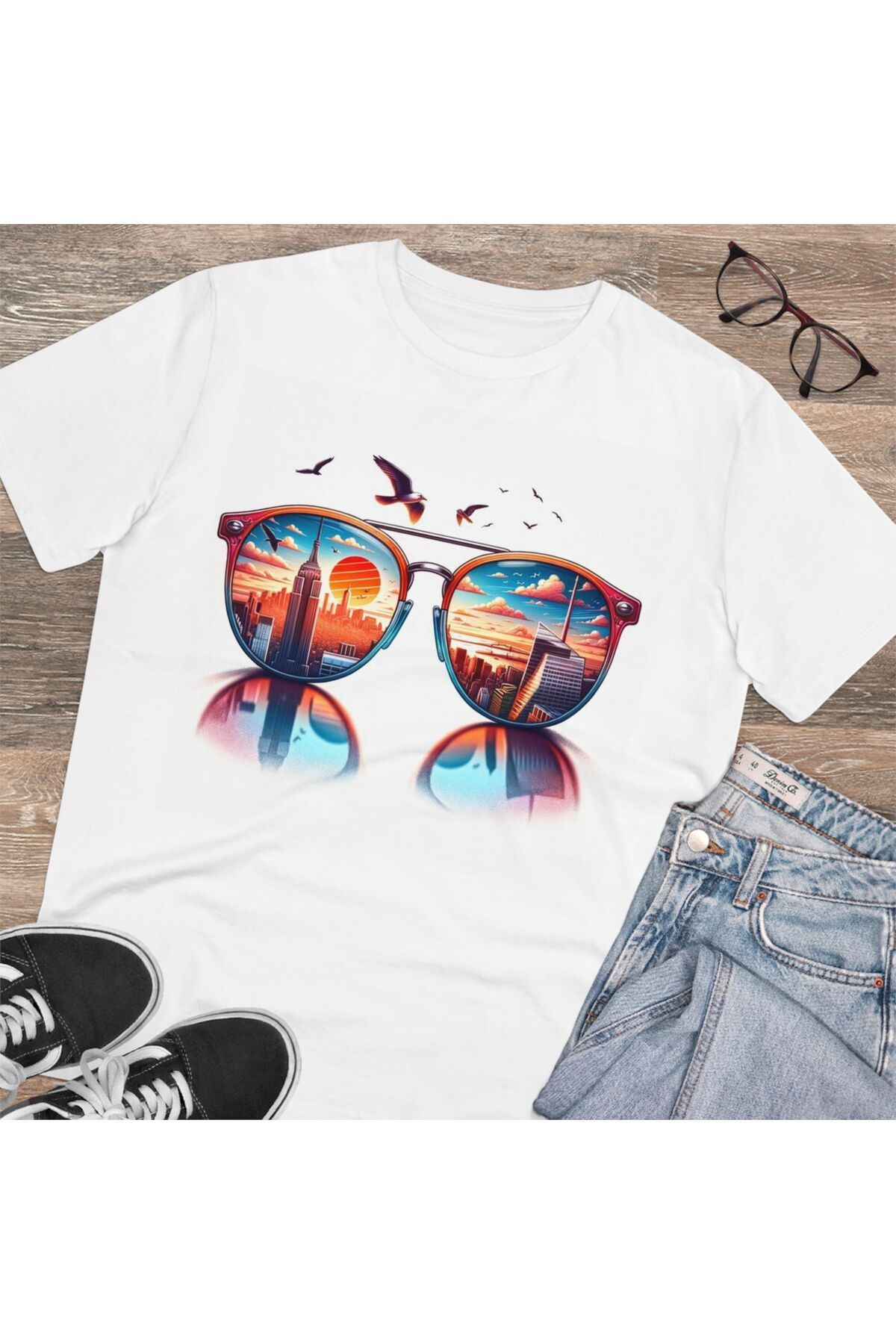LADİJİTAL BASKI ÇÖZÜMLERİ Şehir Baskılı Beyaz T-shirt