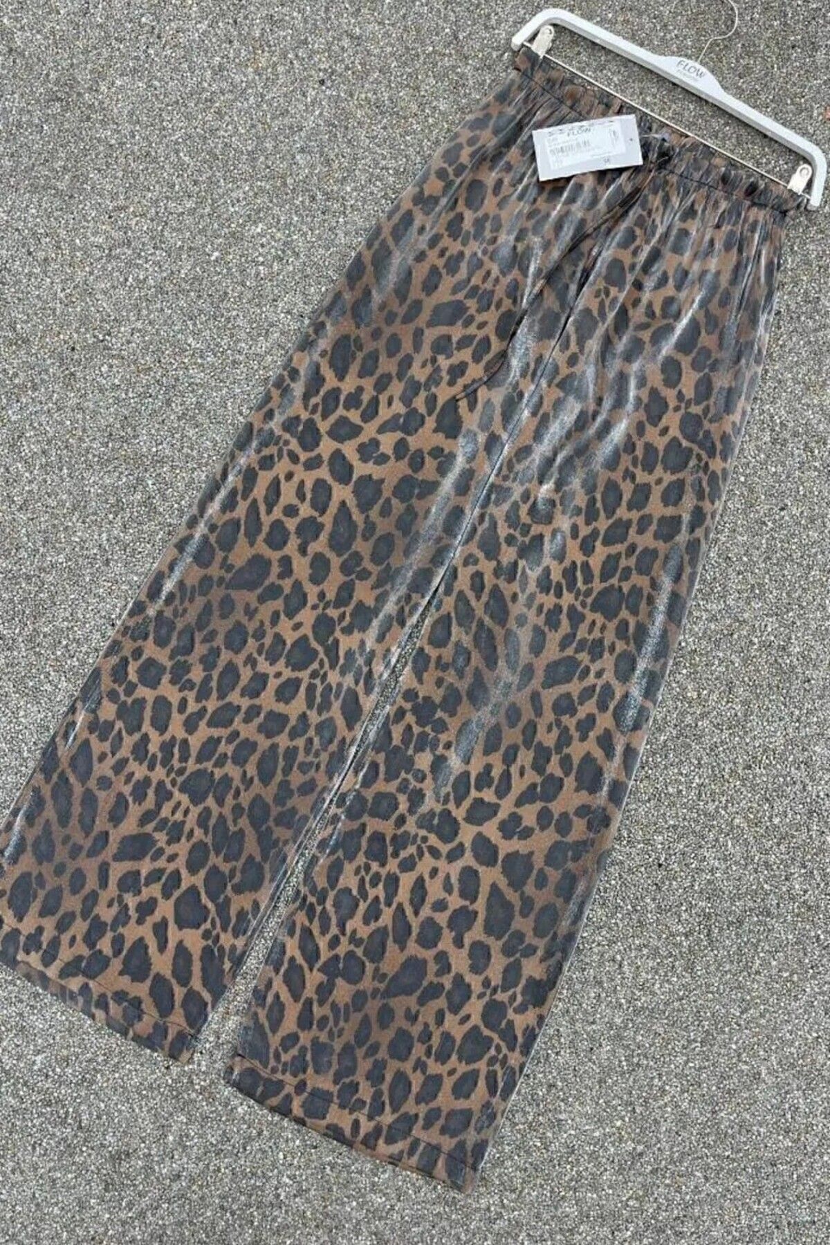 Funda Özbek-Brown Leopard Print Full Flexible Trousers with Elastic Waist 5