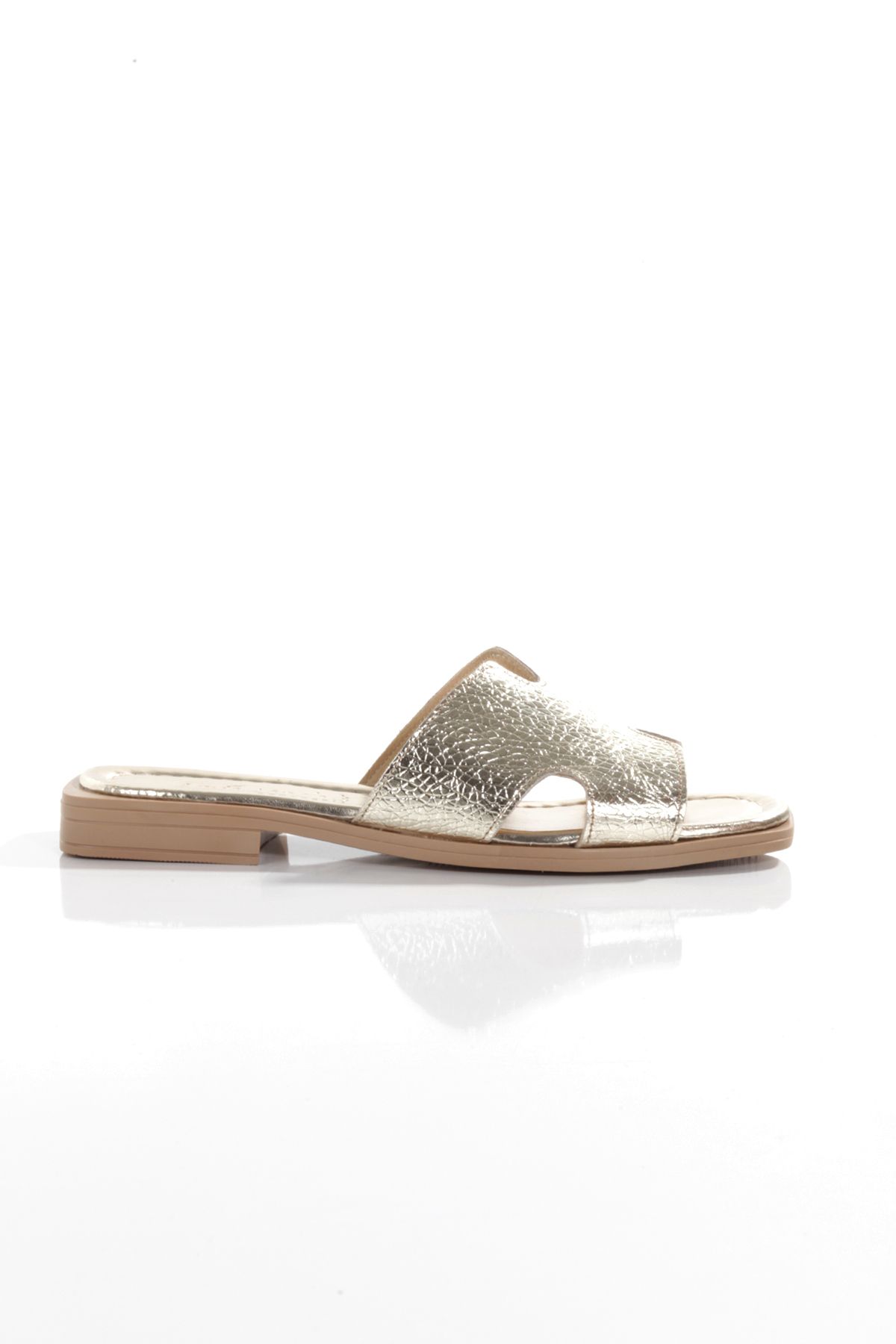 ARTI ARTI AYAKKABI-Mi̇a028-1022 Genuine Leather Women's Daily-Wedding-Leisure-Gold Holiday Slippers 5