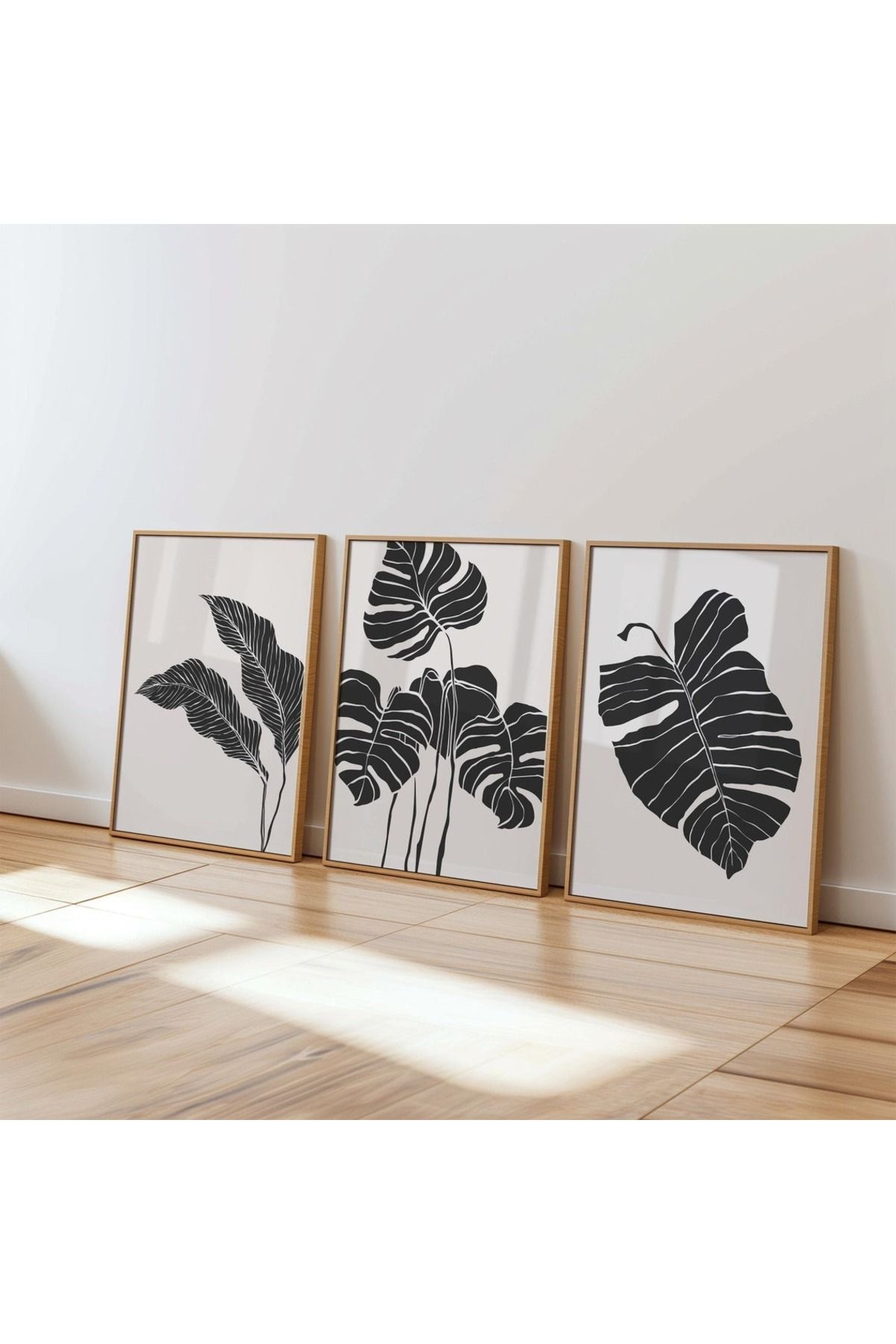 Dekorsiahome 3 Parça Ahşap Çerçeveli Oturma Odası Salon Mutfak Tablo Seti SET3073