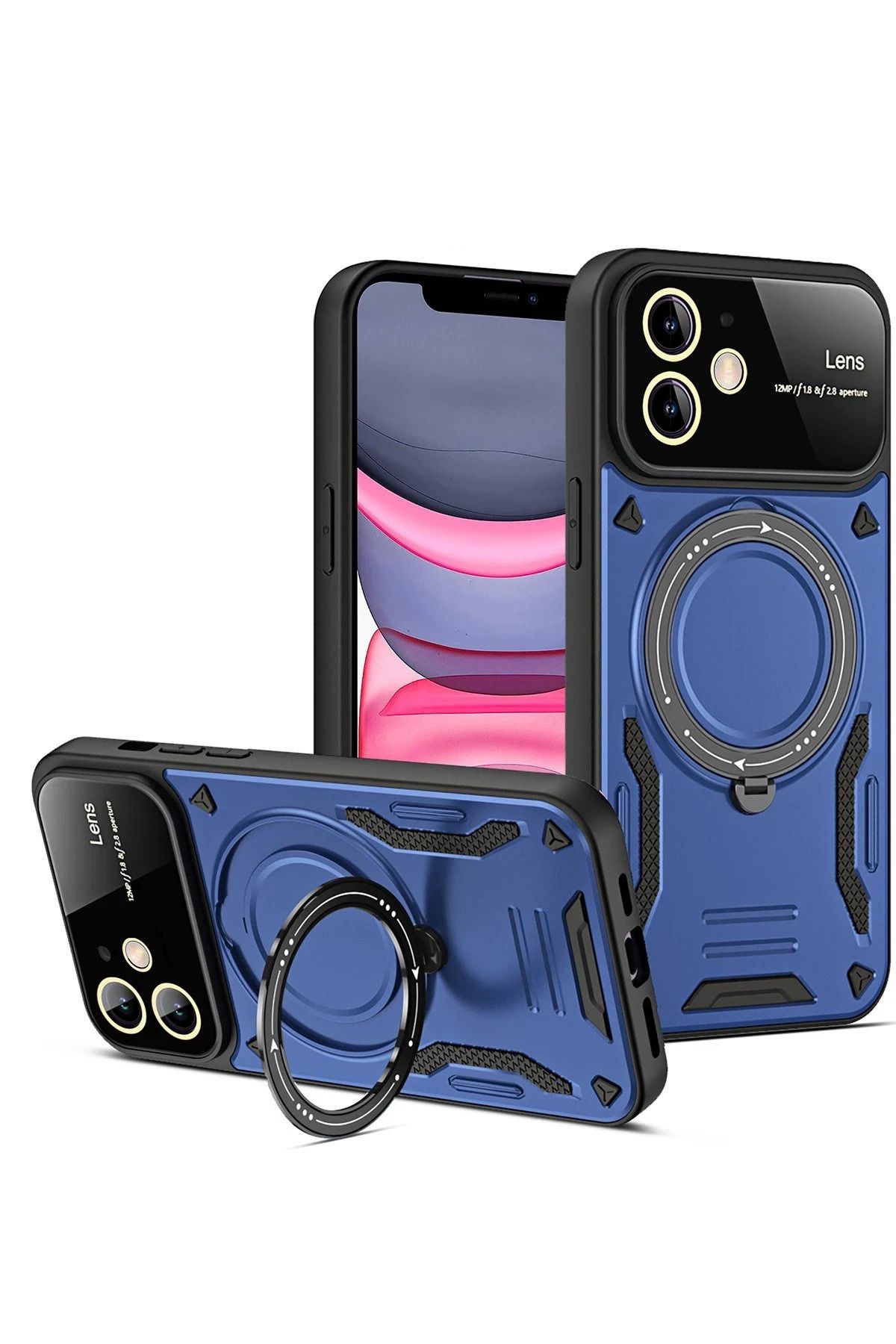 NewFace iPhone 11 Kılıf Joy Lens Standlı Kapak - Lacivert JOJUA