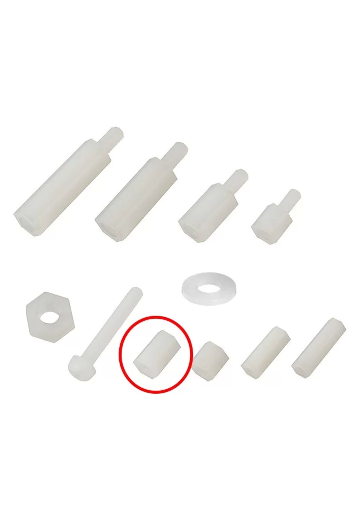 TIEE M3 x 18mm Plastik Aralayıcı Distans (BEYAZ) Dişi - Dişi M3*18+6mm