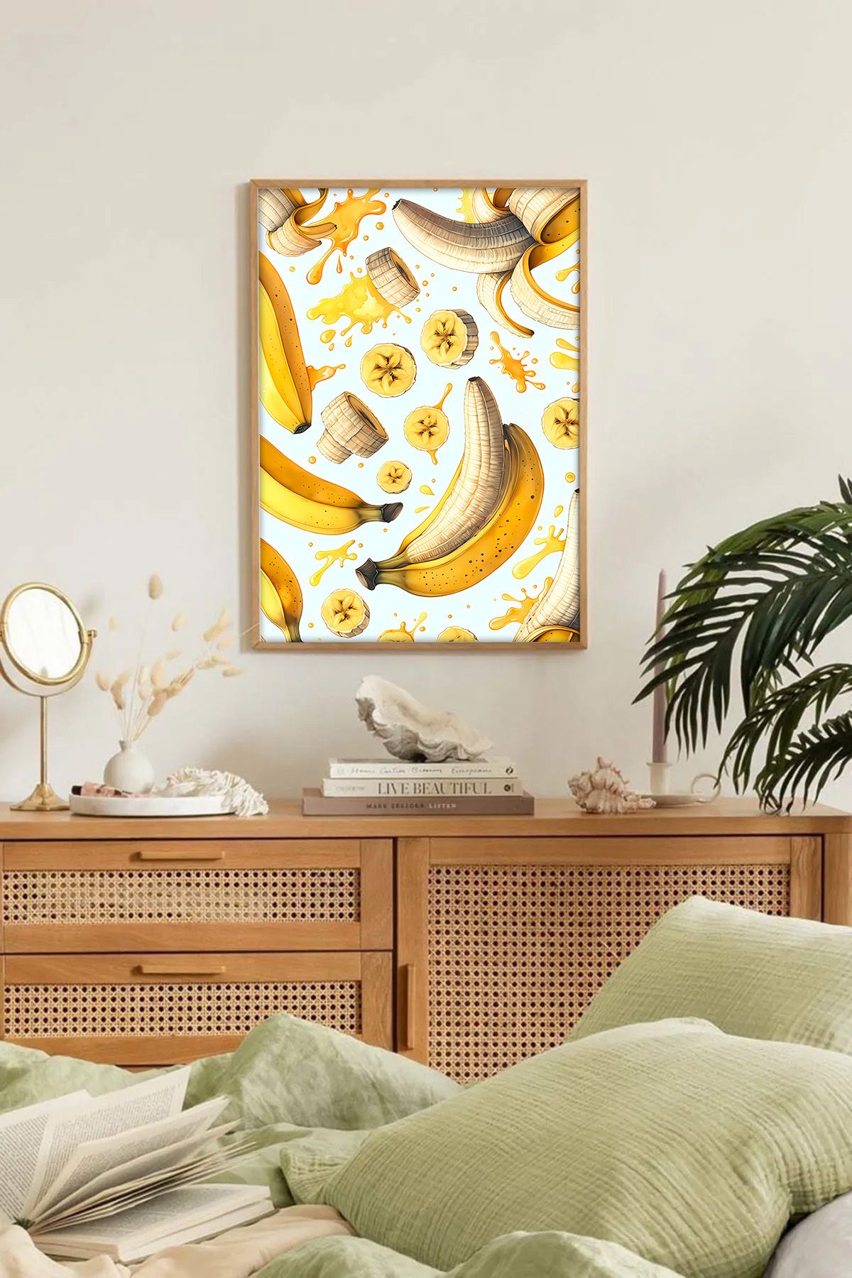 Dekorsiahome Tek Parça Ahşap Çerçeveli Oturma Odası Salon Mutfak Tablo TK0266
