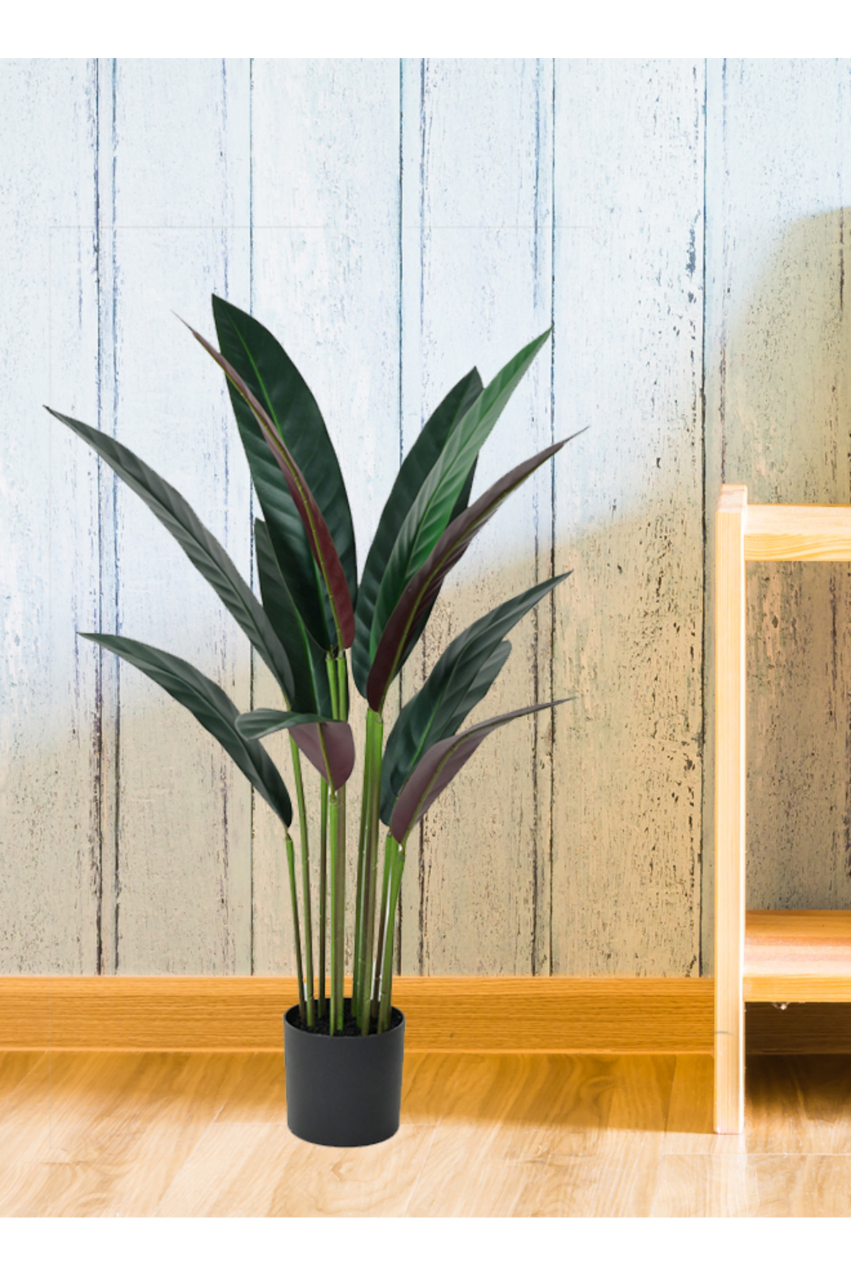 DRAMA HOME Artificial Banana Tree in a Green/Black Pot, 85cm