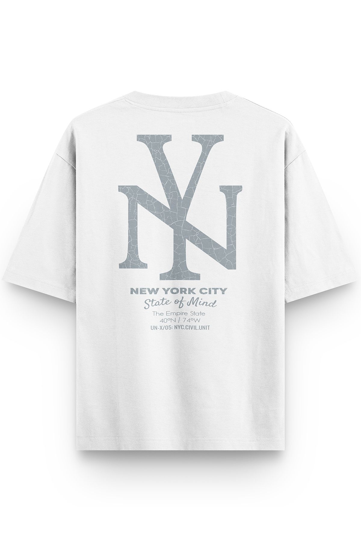 Overoz Beyaz Yarı Oversize Tshirt New York City Yazılı Baskılı Oversize Yazılı Unisex Tişört 1384