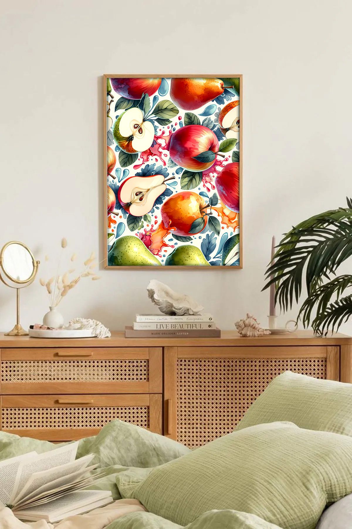 Dekorsiahome Tek Parça Ahşap Çerçeveli Oturma Odası Salon Mutfak Tablo TK0251