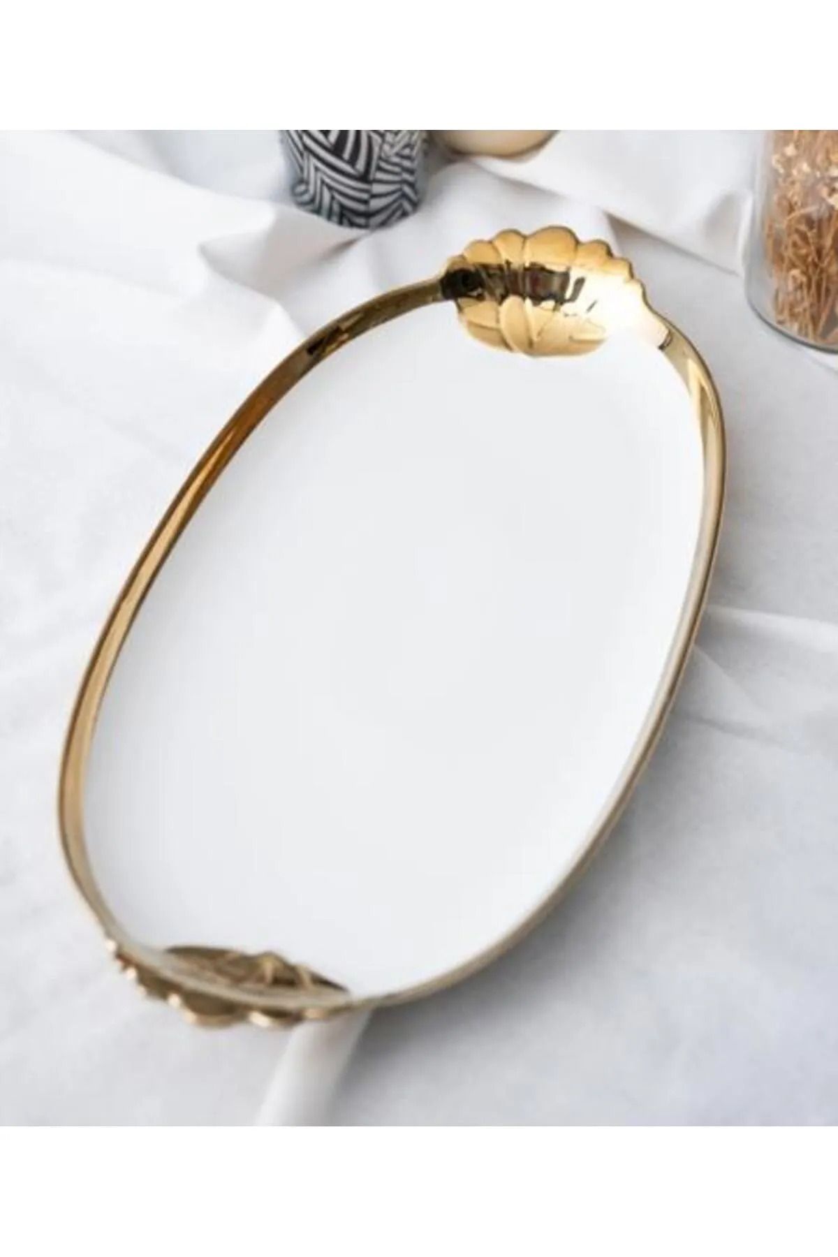 ACAR Arwen Oval Gold Sunum Tepsi 41x20x3Cm