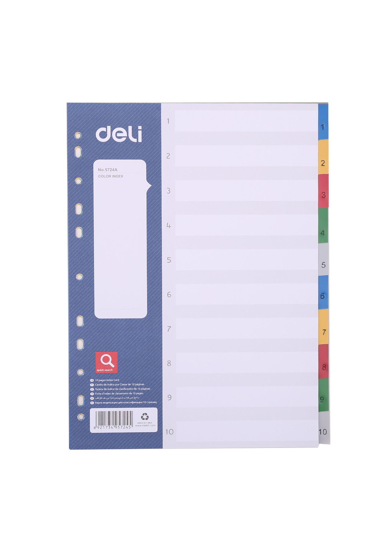 Deli Divizoare Index Din Plastic 1-10 Deli - One Size