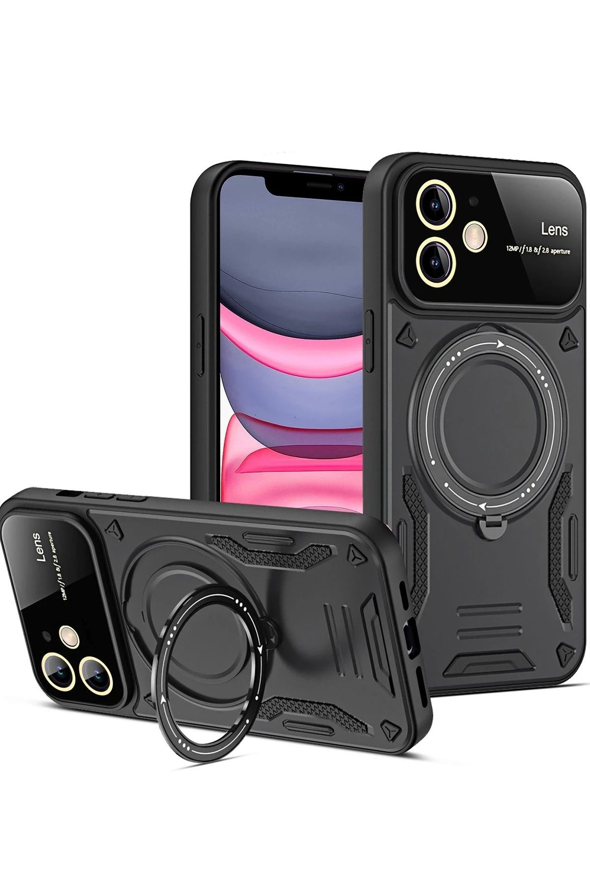 NewFace iPhone 11 Kılıf Joy Lens Standlı Kapak - Siyah JOJUA